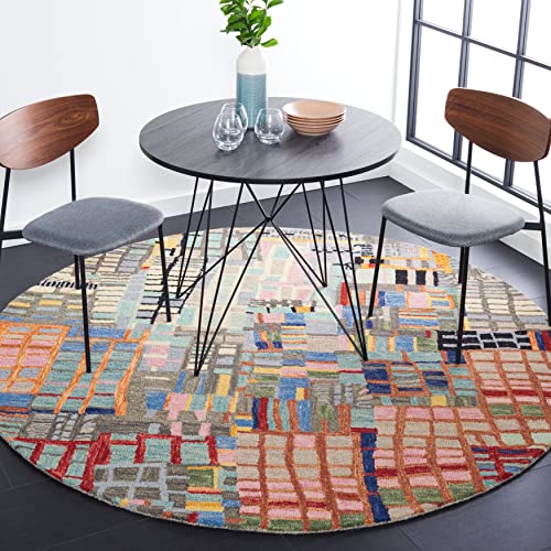 Safavieh Boho Rug for Living Room, Dining Room, Bedroom - Aspen Collection, Short Pile, in Multi, 91 X 91 cm