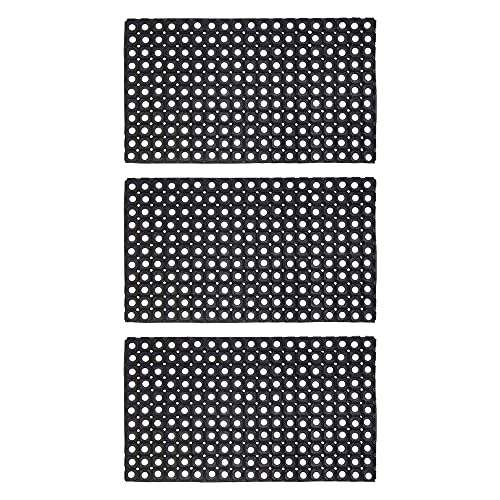 JVL Contract Rondo Rubber Ring Scraper Doormat, 50 x 100 cm, Pack of 3