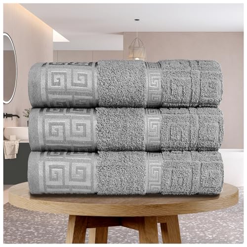 GC GAVENO CAVAILIA Towels Bath Sheets 3-Pack - Bath Sheets Extra Large Super Soft Egyptian Cotton Towels - Hotel Quality Quick Dry & Highly Water Absorbent Towel Set Bath Sheet 90x150 Cm, Charcoal