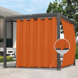 Easy-Going Outdoor Curtains Waterproof Windproof Weatherproof Curtain for Patio, Cabana, Porch, Pergola and Gazebo, Grommet Top and Tab Bottom Drape, 1 Panel, 110x108 inch, Orange