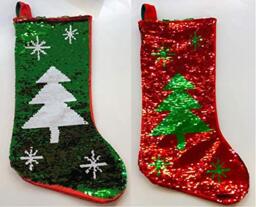 SHATCHI Large 45cm Long Novelty 2 in 1 Sequin Christmas Santa Stocking Sack Sock Xmas Gifts Bag Accessory Decorations Toys Sweets Decorations