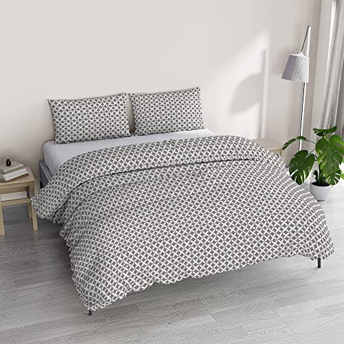 Italian Bed Linen Athena Rita Taupe Double Duvet Cover Set Made in Italy
