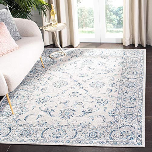 SAFAVIEH Traditional Rug for Living Room, Dining Room, Bedroom - Brentwood Collection, Short Pile, in Light Grey and Blue, 122 X 183 cm