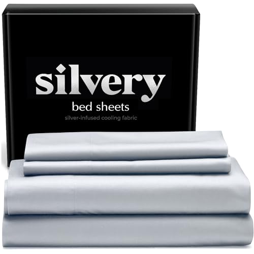 Silvery Silver Infused Bed Sheets Set - Award-Winning Self-Cooling Fabric with Self-Cleaning Silvery Technology™ for Hygienic Sleep - Luxurious Silky Soft Comfort (Gray, Full)