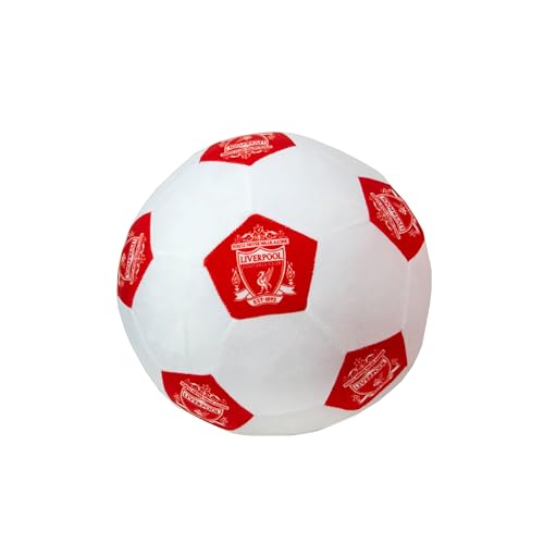 Liverpool Officially Licensed Soccer Ball Round Cushion, Super Soft White Football Crest Pillow, Perfect For Any Bedroom, on the Sofa 25 x 25cm