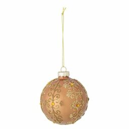 Bloomingville Ciri Ornament Glass Christmas Bauble in Gold, Diameter: 8 cm