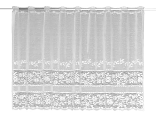 Gardinia Bistro Curtain Jacquard Flower Tendril White 140 x 75 cm