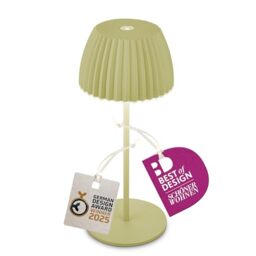 BRILONER - Riffle Mini Rechargeable LED Table lamp IP44 with Light Edge, 8.5x20 cm, Touch, Replaceable Battery, LED Light, Battery Table lamp, German Design Award Winner 2025, Pastel Green