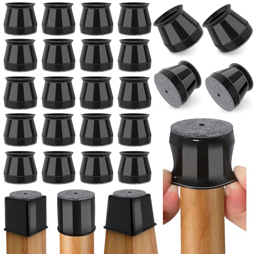 "Chair Leg Floor Protectors, 24 Pcs Silicone Felt Furniture Leg Pads Caps Covers for Hardwood Floors (Fit 1-5/16"" to 2"")"