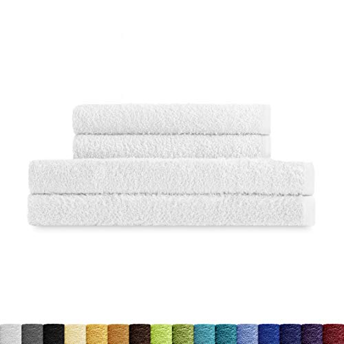 Eiffel Textile Quality Terry Towel Sets 400 g, 100% Egyptian Cotton, White, 2 x Bath 2 x Sink, 4 Pieces