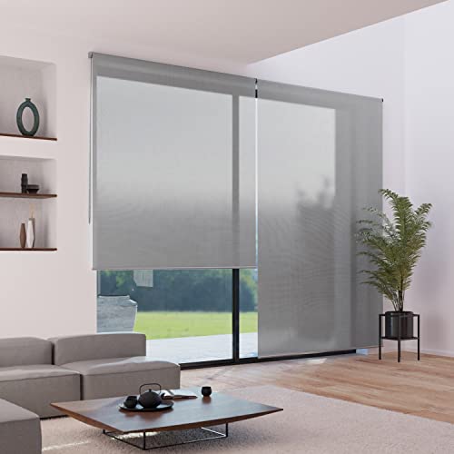 Madecostore Roller Blind Voile Mouse Grey L 84 cm x H 250 cm (Fabric L 80 cm)