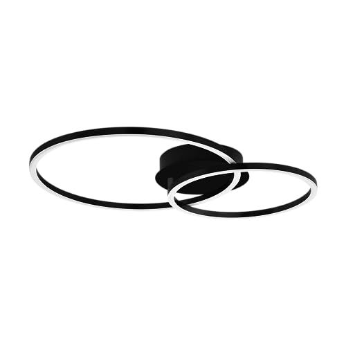 Eglo Smart Home LED Ceiling lamp Mottafollone, ZigBee, app and Alexa Voice Control, Adjustable Light Colour (Warm White-Cold White), Black Light Fitting, 41.5 x 29 cm