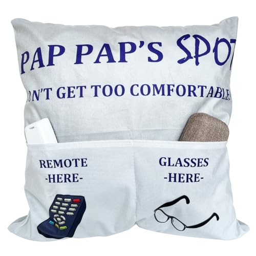 CYMROK Pap Pap Gifts, 2-Pocket 2-Sided Pappap Pillow Covers 18x18 Inch, Fathers Day Birthday Christmas Stocking Stuffers Thanksgiving Day Gifts for Grandpa