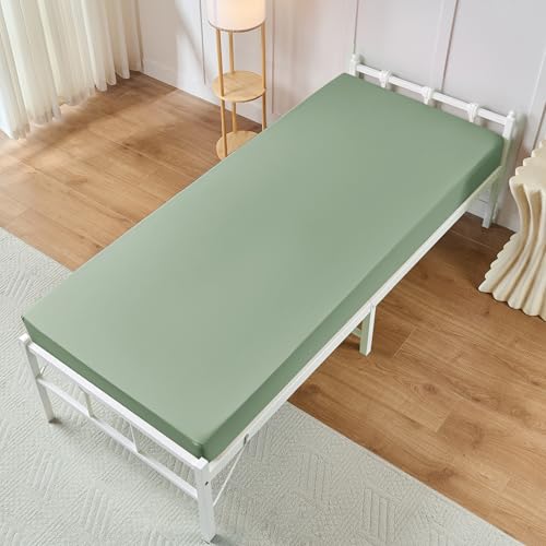 VACVELT Cot Fitted Sheet, 31 x 75 Inch Light Green Cot Sheets, Ultra Soft and Breathable Microfiber Bed Cover Snug Fit for Narrow Twin/RV Bunk/Camper Bunk/Guest Beds/Trifold Mattress