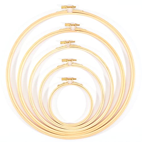 Vaessen Creative 701003-099 Bamboo Embroidery Hoop for Crafts, Set of 5, Dream Catcher, Cross Stitch Frame, Wreath Ring for Macrame Wall Hanging, Crochet, Boho Decor and More, Natural