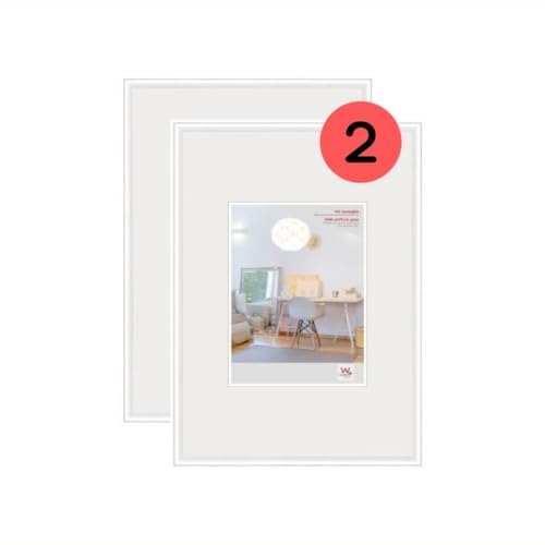 walther Design Picture Frame White 29,7 x 42 cm (DIN A3) with Art Glass Double Pack, New Lifestyle Plastic Frame KVX342WD