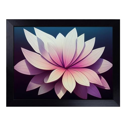 Lap Tray with Bean Bag Cushion, Ravishing Flower Art - Handmade in the UK, Raised Wooden Edge, Padded Cushion, Heat-Resistant Wipe-Clean Surface, for Meals, Laptops and Crafts