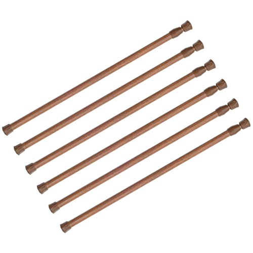 "KXLife Tension Curtain Rod No Drill 16-28"", Adjustable Spring Rod, 6Pcs - Oak, Expandable Tension Mounted, Renter Friendly, Non-Slip Ends, for Window, RV, Closet"
