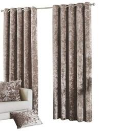 "Paoletti Verona CRUSHED VELVET Eyelet Curtains, 90"" x 90"" (229 x 229 cm), Oyster Beige"
