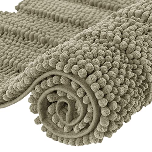 subrtex Bath Mats for Bathroom Non Slip Luxury Chenille Striped Bath Rug(40x60cm,Sand)