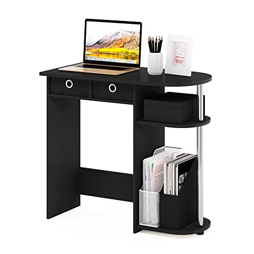 Furinno Laptop Notebook Computer Desk, Engineered Wood, Americano/Stainless Steel, 39.62 (D) x 80.01 (W) x 72.39 (H) cm