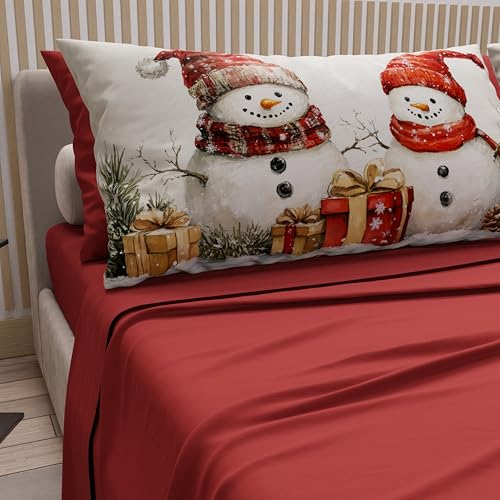 PETTI Italian Artisans - Cotton Sheets with Christmas Digital Print Pillowcases, Christmas Double Sheets, Maxi Double Bed Set, Puppet 01 Bordeaux, 100% Made in Italy