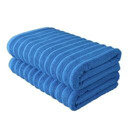BERIBO Cloud Turkish Towel Set 100% Cotton 620gsm (French Blue, 2 Bath Towels)