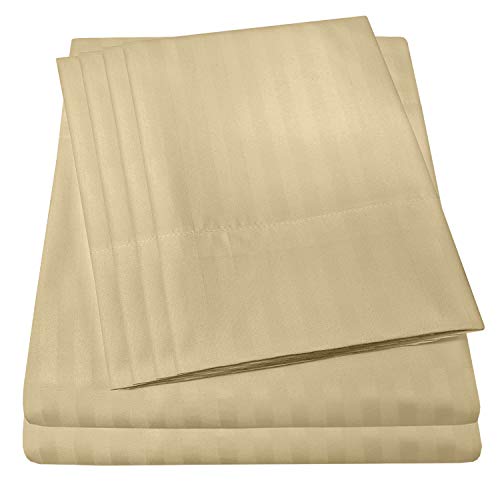 Dobby Stripe Queen Sheets - 6 Piece 1500 Supreme Collection Fine Brushed Microfiber Deep Pocket Queen Sheet Set Bedding - 2 Extra Pillow Cases, Great Value, Queen, Dobby Sage