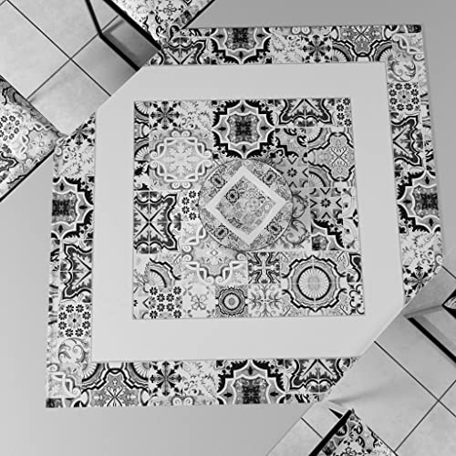 PETTI Artigiani Italiani - Kitchen Textile Accessories, Modern Microfibre Centerpiece, 90 x 90 cm, Elegant Table Cover in Vietri Black Digital Print, 100% Made in Italy