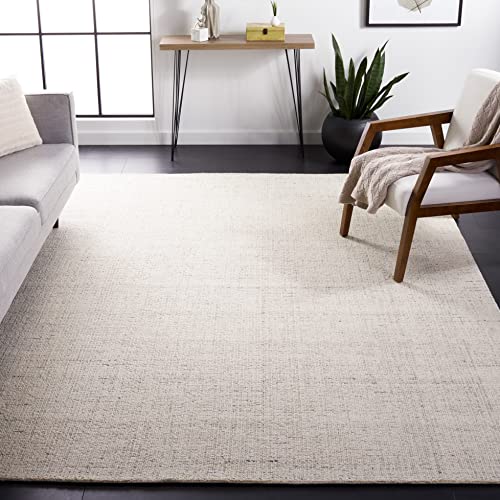 Safavieh Contemporary Rug for Living Room, Dining Room, Bedroom - Abstract Collection, Short Pile, in Ivory and Light Grey, 122 X 122 cm