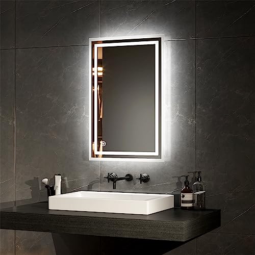EMKE Bathroom Led Mirror, Wall Mounted Bathroom Mirror with Demister 400x600mm