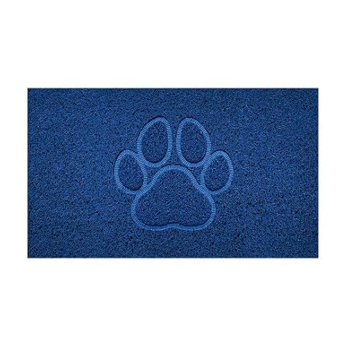 Nicoman Embossed Spaghetti Door Mat Dirt-Trapper Jet-Washable Doormat 70x43cm (Blue, PAW Shape) - Use Indoor or Sheltered Outdoor