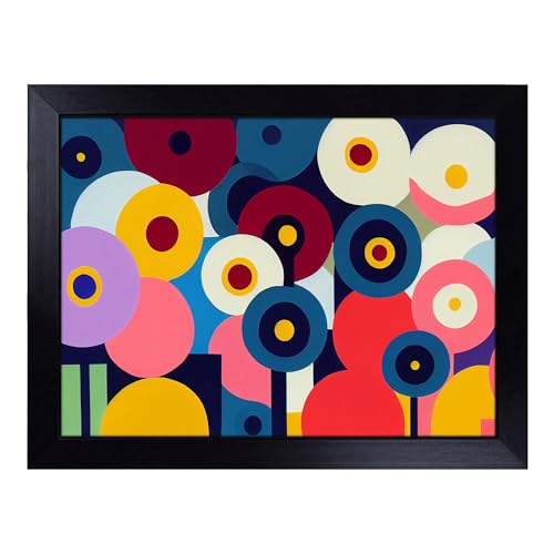 Lap Tray with Bean Bag Cushion, Cosmopolitan Flower Market Abstract - Handmade in the UK, Raised Wooden Edge, Padded Cushion, Heat-Resistant Wipe-Clean Surface, for Meals, Laptops and Crafts
