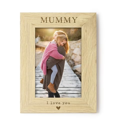 Mummy I Love You Photo Frame 4x6, Engraved Wooden Picture Frame for Mummy, Mothers Day Gift from Child, Children, Mum, Mom, Birthday Gift, Mum Keepsake Frame (Landscape)