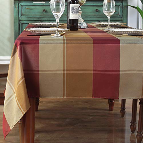 "SASTYBALE Square Tablecloth Checkered Style Polyester Table Cloth Spillproof Dust-Proof Wrinkle Resistant Heavy Weight Table Cover for Kitchen Dinning Tabletop (Square, 52"" x 52"" (2-4 Seats), Red)"