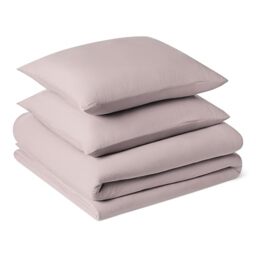 Amazon Basics 3-Piece Brushed Microfibre King Size Duvet Cover Set, Extra Soft Bedding, Relaxed Lived-In Look with Natural Creases, No Ironing Required, 225 x 220 cm & 2 Pillowcases 50 x 80 cm, Purple