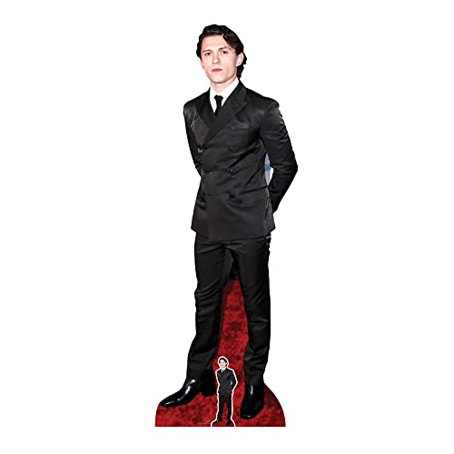 Star Cutouts CS939 Tom Holland Black Suit Cutout with Mini - Free Standing, Quick Set Up, Movie parties and fan gifts