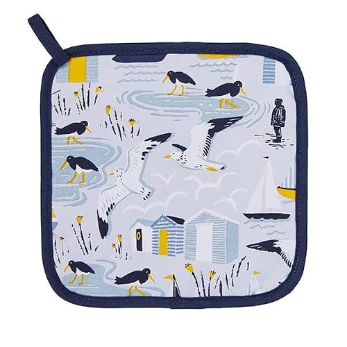 Ulster Weavers - Nautical Theme Pot Mat/Pot Holder (21 x 21cm) - 100% Cotton - Cotton Trivet with Beach Huts & Sailing Boats - Seashore Pot Mat - Coastal Trivets for Hot Pans - Kitchen Accessories