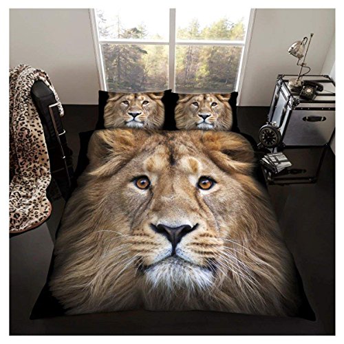 GC GAVENO CAVAILIA Animal Duvet Cover Single - Soft Microfiber 3D Lion Bedding (135x200 cm) - Luxury Single Bedding Set with Pillowcase - Washable Quilt Cover for Cozy Bedroom Comfort
