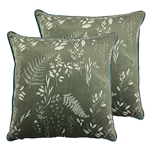furn. Fearne Twin Pack Feather Filled Cushions, Sage Green, 50 x 50cm