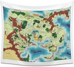 "POLYMORPH PRINTS Greyhawk Indoor Wall Tapestry, Flanaess Advanced Dungeons and Dragons Indoor RPG Map Home Wall Decor - AD&D (40"" x 34"")"