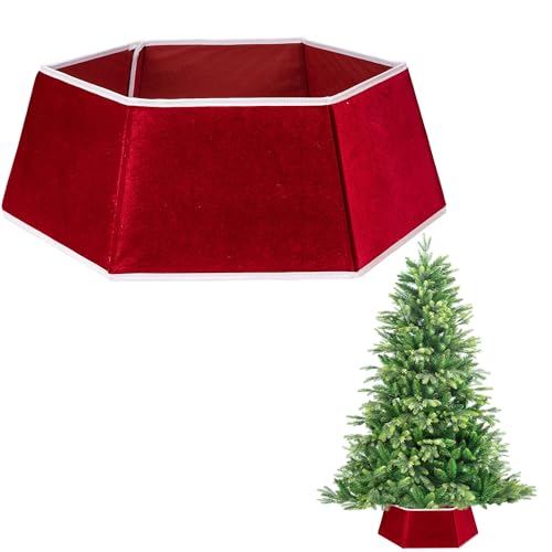 26.8inch Christmas Tree Skirt Foldable Velvet Xmas Tree Stand Base Cover Collar Trunk Basket Ring for Tree Decorations