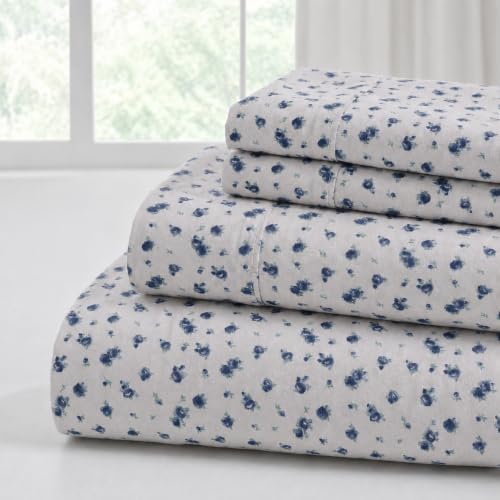Modern Threads Silky Soft Microfiber and Wrinkle Free Sheets - Luxurious Microfiber Bed Sheets Includes Flat Sheet, Fitted Sheet with Deep Pockets, & Pillowcases Sweet Rose Blue, Full