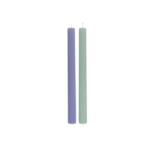 Villeroy & Boch – Fleur Gifts Taper Candle Set, 2 Pieces, Dimensions: Approx. 25 cm, Blue & Green, Coloured Decorative Candles for The Table & Home, Clear Taper Shape, Wax (Paraffin)