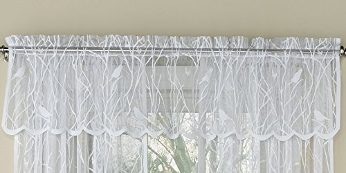 "Sweet Home Collection Curtain Treatment in Stylish and Unique Patterns and Designs for All Home Décor, fabric, Songbird White, 38"" W x 60"" L (Pack of 1)"