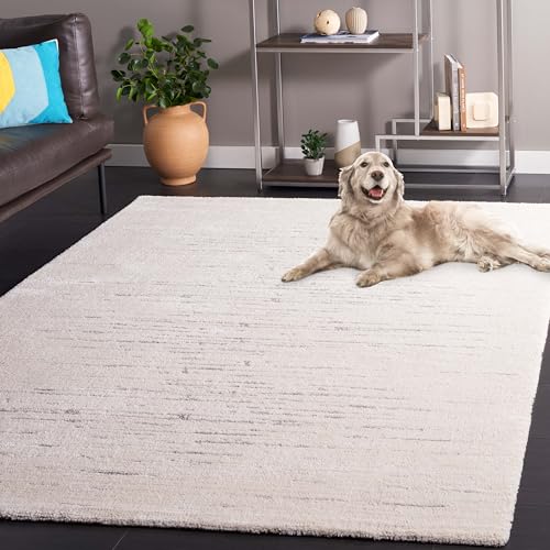 Safavieh Solid Color Rug for Living Room, Dining Room, Bedroom - Neptune Collection, Short Pile, in Ivory and Light Grey, 244 X 305 cm