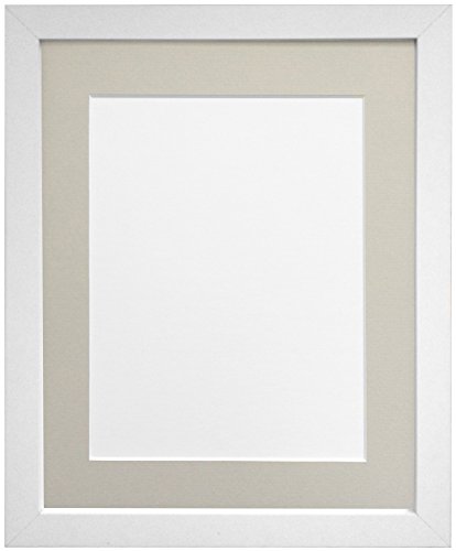 "FRAMES BY POST 25mm White Picture Photo Frame with Light Grey Mount 30"" x 24"" For Pic Size 24"" x 20"" (Plastic Glass)"