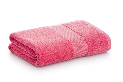 PADUANA - Pack of 2 Bath Towels 100x150 Fuchsia 100% Combed Cotton - Soft, Fast Drying and Maximum Absorption - Available in Toilet, Washbasin, Shower