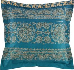 Bassetti Brenta 9325891 Cushion Cover for Bed Linen Made from 100% Cotton Satin in Blue B1, Dimensions: 40 x 40 cm