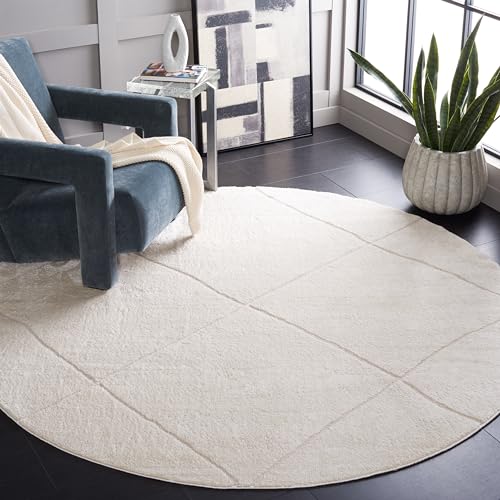 Safavieh Geometric Rug for Living Room, Dining Room, Bedroom - Melody Collection, Short Pile, in Ivory, 201 X 201 cm